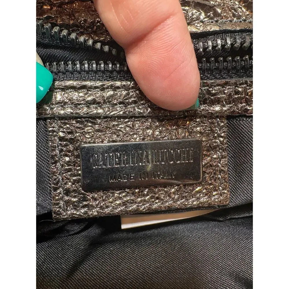 Caterina Lucchi Metallic Bronze Clutch with Chain Shoulder Strap - Picture 4 of 16